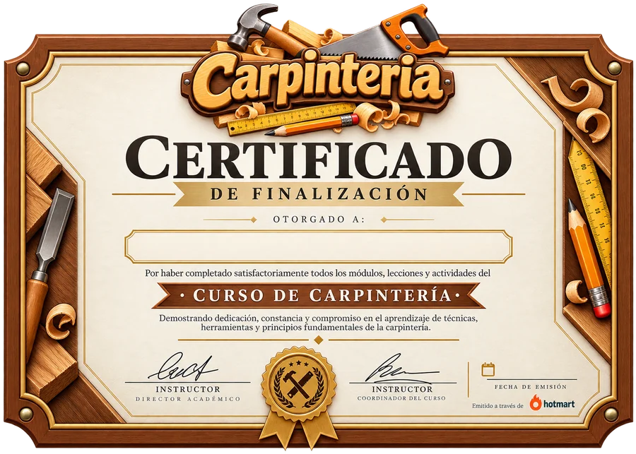Certificado de finalización del Curso de Carpintería