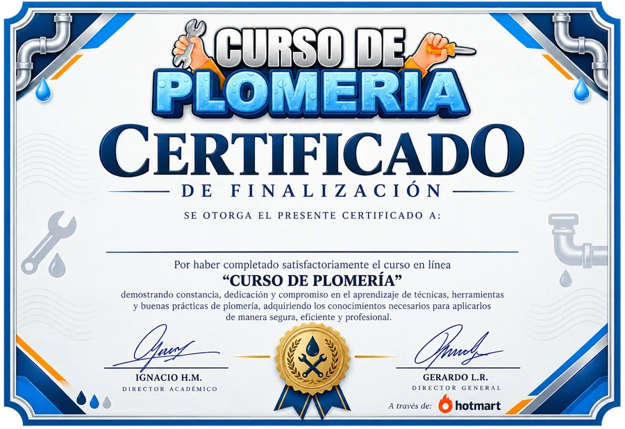 Certificado de finalización del Curso de Plomería