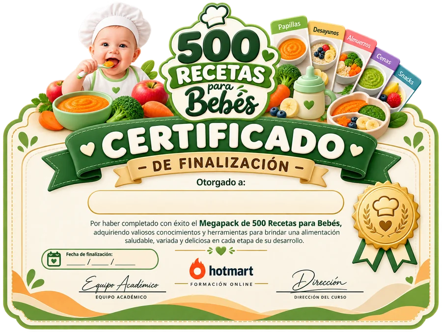 Certificado de finalización del Megapack de 500 Recetas para Bebés